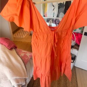 Orange Flutter Sleeve Top
